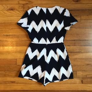 Navy & White Chevron Romper - Size S